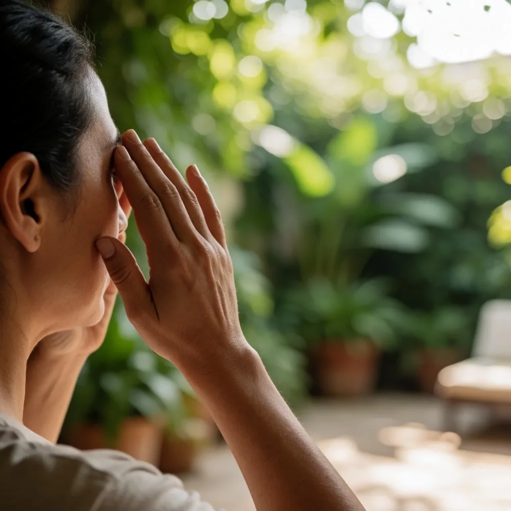Primer plano de un ojo humano bajo luz natural cálida